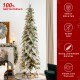 Glitzhome 9ft Pre-Lit Flocked Pencil Spruce Artificial Christmas Tree with 470 Warm White Lights 