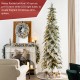 Glitzhome 9ft Pre-Lit Flocked Pencil Spruce Artificial Christmas Tree with 470 Warm White Lights 