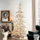 Glitzhome 9ft Deluxe Pre-Lit Flocked Pine Artificial Christmas Tree with 650 Warm White Lights