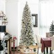 Glitzhome 9ft Pre-Lit Flocked Pencil Pine Artificial Christmas Tree with 500 Warm White Lights