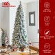 Glitzhome 9ft Pre-Lit Flocked Pencil Pine Artificial Christmas Tree with 500 Warm White Lights
