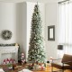 Glitzhome 11ft Pre-Lit Flocked Pencil Fir Artificial Christmas Tree with 950 Warm White Lights