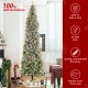 Glitzhome 11ft Pre-Lit Flocked Pencil Fir Artificial Christmas Tree with 950 Warm White Lights