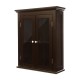 Glitzhome Wooden Wall Mounted Storage Cabinet with Glass Double Doors, Espresso