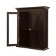 Glitzhome Wooden Wall Mounted Storage Cabinet with Glass Double Doors, Espresso