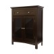 Glitzhome Wooden Free Standing Storage Cabinet with Drawer and Glass Double Doors, Espresso