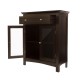 Glitzhome Wooden Free Standing Storage Cabinet with Drawer and Glass Double Doors, Espresso