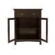 Glitzhome Wooden Free Standing Storage Cabinet with Drawer and Glass Double Doors, Espresso