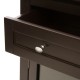 Glitzhome Wooden Free Standing Storage Cabinet with Drawer and Glass Double Doors, Espresso