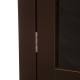 Glitzhome Wooden Free Standing Storage Cabinet with Drawer and Glass Double Doors, Espresso