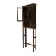 Glitzhome Wooden Free Standing Storage Cabinet with Glass Double Doors, Espresso