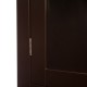 Glitzhome Wooden Free Standing Storage Cabinet with Glass Double Doors, Espresso