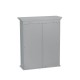 Glitzhome Wooden Wall Mounted Storage Cabinet with Glass Double Doors, Gray