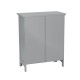 Glitzhome Wooden Free Standing Storage Cabinet with Glass Double Doors and Drawer, Gray