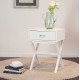 Glitzhome Wooden X-Shape Side Table With Drawer White