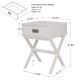 Glitzhome Wooden X-Shape Side Table With Drawer White