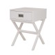 Glitzhome Wooden X-Shape Side Table With Drawer White