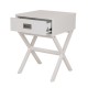 Glitzhome Wooden X-Shape Side Table With Drawer White