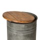 Glitzhome Rustic Galvanized Metal Storage Accent Table or Stool with Round Wood Lid,  Set of 2