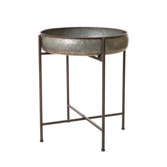 Glitzhome Farmhouse Galvanized Metal Serving Tray Table