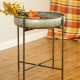 Glitzhome Farmhouse Galvanized Metal Serving Tray Table