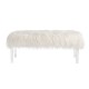 Glitzhome 44.88"L White Faux Fur Acrylic Bench with Acrylic Legs