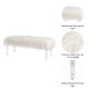 Glitzhome 44.88"L White Faux Fur Acrylic Bench with Acrylic Legs