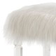 Glitzhome 44.88"L White Faux Fur Acrylic Bench with Acrylic Legs