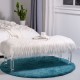 Glitzhome 44.88"L White Faux Fur Acrylic Bench with Acrylic Legs