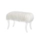 Glitzhome  24.00"L White Faux Fur Upholstered Bench with Acrylic Legs