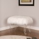Glitzhome  24.00"L White Faux Fur Upholstered Bench with Acrylic Legs