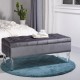 Glitzhome 44.88"L Grey Padded Velvet Storage Ottoman Bench with Acrylic Legs