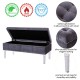 Glitzhome 44.88"L Grey Padded Velvet Storage Ottoman Bench with Acrylic Legs