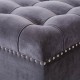 Glitzhome 44.88"L Grey Padded Velvet Storage Ottoman Bench with Acrylic Legs