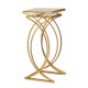 Glitzhome Gold Metal Nesting Accent End Table/Coffee Table with Glass Top, Set of 2