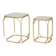 Glitzhome Gold Metal Nesting Side & End Accent Tables with Glass Top, Set of 2