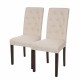 Glitzhome Cream White Upholstered Fabric Dining Chairs With Tufted Back, Set Of 2