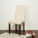 Glitzhome Cream White Upholstered Fabric Dining Chairs With Tufted Back, Set Of 2