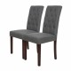 Glitzhome Dark Gray Upholstered Fabric Dining Chairs With Tufted Back, Set Of 2
