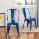 Glitzhome Navy Blue Vintage Stackable Metal Side Dining Chairs, Set Of 4