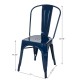 Glitzhome Navy Blue Vintage Stackable Metal Side Dining Chairs, Set Of 4