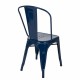 Glitzhome Navy Blue Vintage Stackable Metal Side Dining Chairs, Set Of 4
