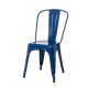 Glitzhome Navy Blue Vintage Stackable Metal Side Dining Chairs, Set Of 4