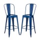 Glitzhome Vintage Stackable Navy Blue Metal Bar Stool, Set Of 2