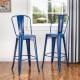 Glitzhome Vintage Stackable Navy Blue Metal Bar Stool, Set Of 2