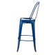 Glitzhome Vintage Stackable Navy Blue Metal Bar Stool, Set Of 2