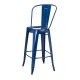 Glitzhome Vintage Stackable Navy Blue Metal Bar Stool, Set Of 2