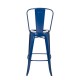 Glitzhome Vintage Stackable Navy Blue Metal Bar Stool, Set Of 2