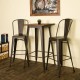 Glitzhome 41.34"H Steel Pub Bar Table with Square Solid Elm Wood Top