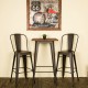 Glitzhome 41.34"H Steel Pub Bar Table with Square Solid Elm Wood Top